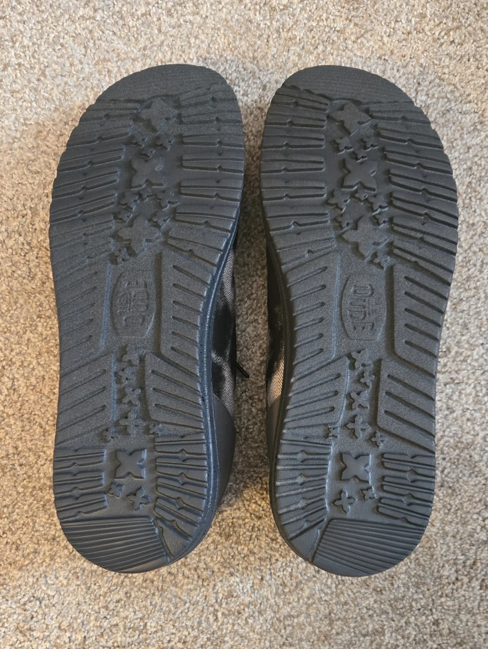 Hey Dude's Wally Funk Over Dye Black & Gray Slip-On's.